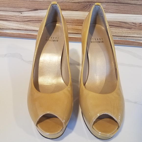 Stuart Weitzman Leather Peep Toe Heels  Size 5.5 - Picture 2 of 14